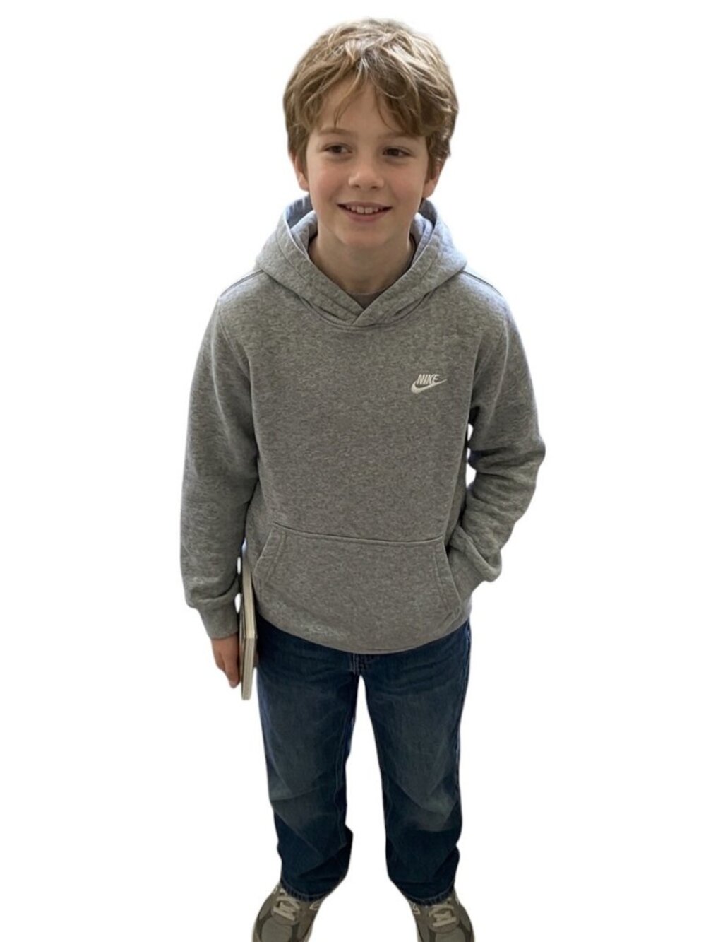 Nike Boys Oversized Pullover Hoodie Gray Size XL Back To School Athleisure Cozy